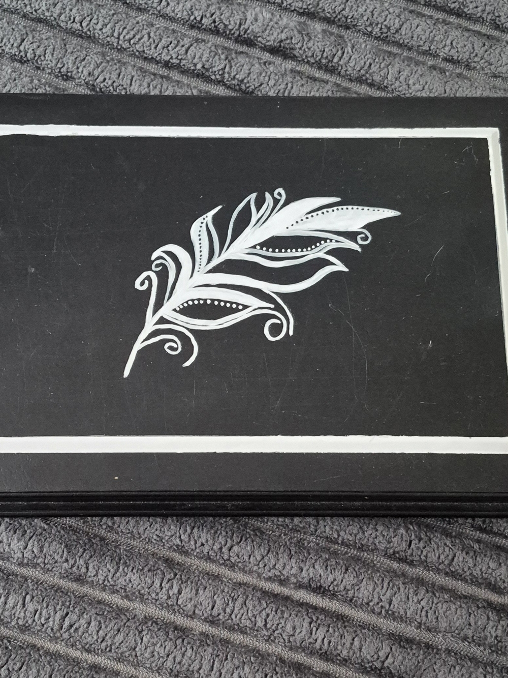 Hand Crafted Black and White Decorative Jewelry Organizer Box
